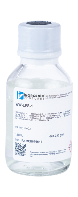 WW-LFS-1-125ML | Inorganic Ventures 200.7WW LFS SOLUTION #1, 125mL