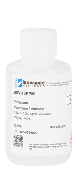 MSV-10PPM-125ML | Inorganic Ventures 10ug/mL VANADIUM 125mL
