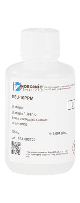 MSU-10PPM-125ML | Inorganic Ventures 10ug/mL URANIUM 125mL