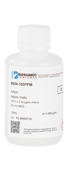MSIN-100PPM-125ML | Inorganic Ventures 100ug/mL INDIUM 125mL
