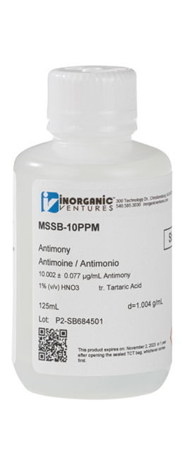 MSSB-10PPM-125ML | Inorganic Ventures 10ug/mL ANTIMONY 125mL