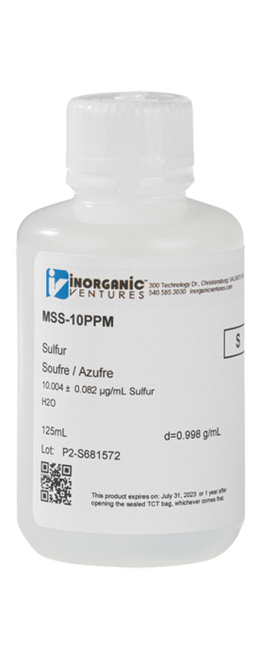 MSS-10PPM-125ML | Inorganic Ventures 10ug/mL SULFUR 125mL