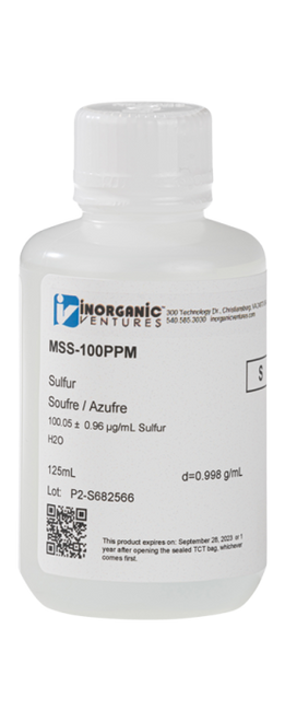 MSS-100PPM-125ML | Inorganic Ventures 100ug/mL SULFUR 125mL