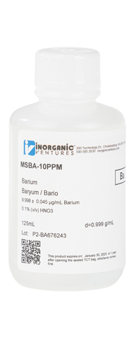 MSBA-10PPM-125ML | Inorganic Ventures 10ug/mL BARIUM 125mL