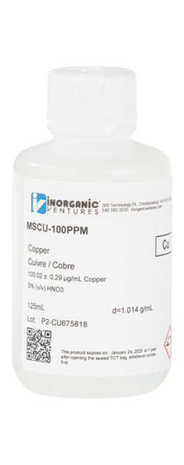 MSCU-100PPM-125ML | Inorganic Ventures 100ug/mL COPPER 125mL