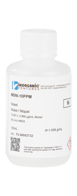 MSNI-10PPM-125ML | Inorganic Ventures 10ug/mL NICKEL 125mL