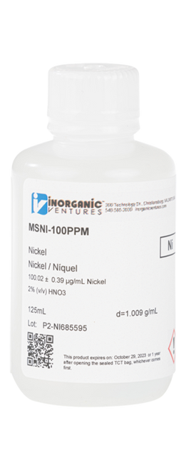 MSNI-100PPM-125ML | Inorganic Ventures 100ug/mL NICKEL 125mL