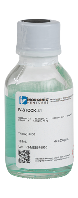 IV-STOCK-41-125ML | Inorganic Ventures USP<232> Parenteral Elemental Impurities (Second Supplement)