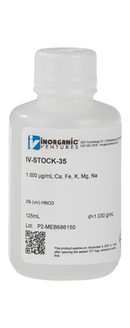 IV-STOCK-35-125ML | Inorganic Ventures 1000 ppm 5 Element ICP Calibration/Quality Control Standard