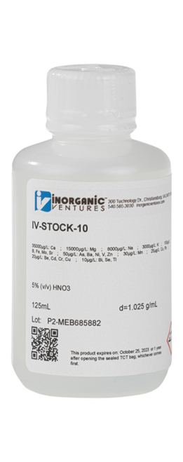 IV-STOCK-10-125ML | Inorganic Ventures Surface Water Calibration/Quality Control Standard