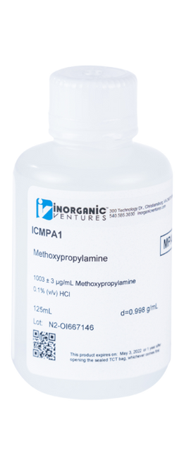 ICMPA1-125ML | Inorganic Ventures 1000ug/mL 3-METHOXYPROPYLAMINE, 125mL