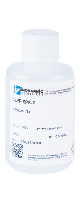 CLPP-SPK-2-125ML | Inorganic Ventures EPA CLP ICP Antimony (Sb) Spike Standard