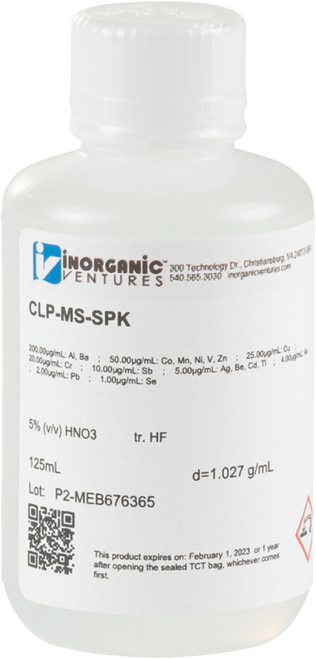 CLP-MS-SPK-125ML | Inorganic Ventures EPA CLP ICP Soil/Water Spike Standard