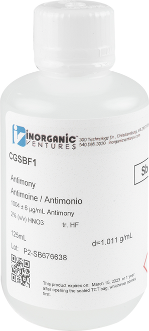 CGSBF1-125ML | Inorganic Ventures 1000ug/mL ANTIMONY HF 125mL