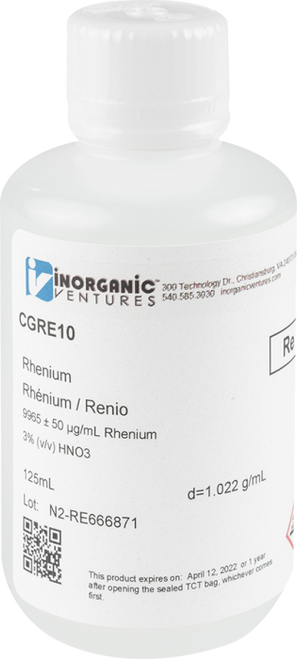 CGRE10-125ML | Inorganic Ventures 10,000ug/mL RHENIUM 125mL