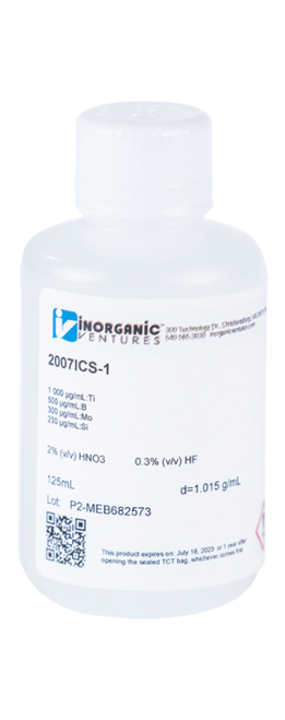 2007ICS-1-125ML | Inorganic Ventures EPA Method 200.7 Interference Check Standard 1