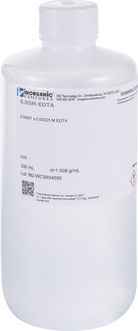 0.05M-EDTA-500ML | Inorganic Ventures 0.05M EDTA, 500mL