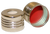 CS-100042 | AFP 20 mL, 18 mm Magnet Screw Cap, Red PTFE/White Silicone 0.050 Thickness, Ultra Low Bleed, D45, 100/PK
