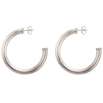 Arlene Hoops, Brushed Silver Arlene Hoops, Brushed Silver