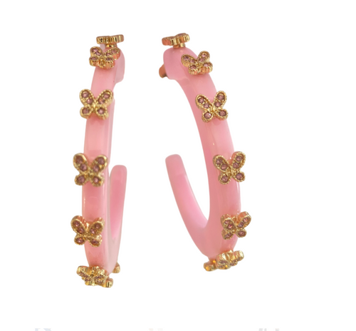 Small Butterfly Hoop, Pink Small Butterfly Hoop, Pink