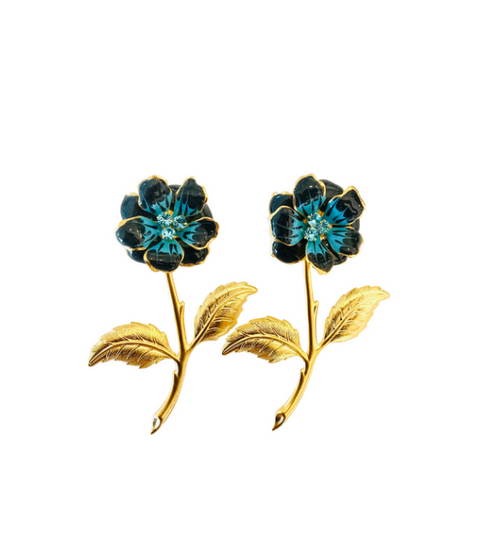 Stem Earring, Black Stem Earring, Black