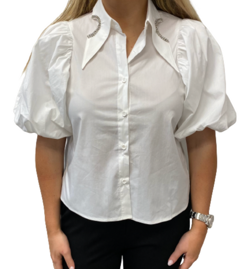 Jeweled Collar Button Up Jeweled Collar Button Up