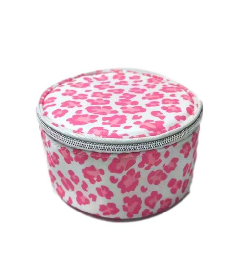 Round Jewel Case, Pink Cheetah 