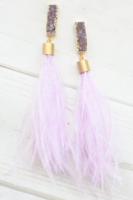 Lilac Feather Earring