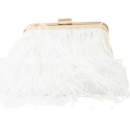 Fun Feather Clutch, Ivory 