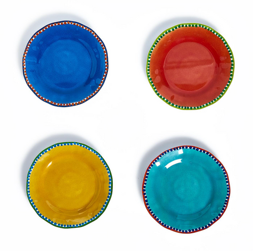 S/4 Color Play Dessert Plates 