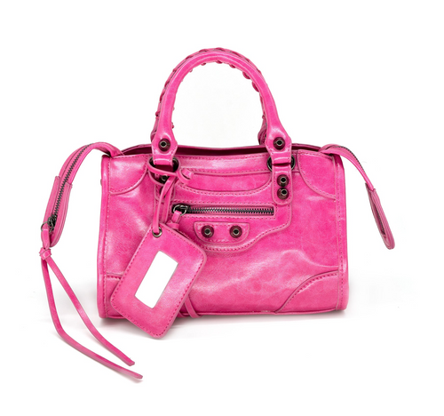 Top Handle Bally Bag, Pink 