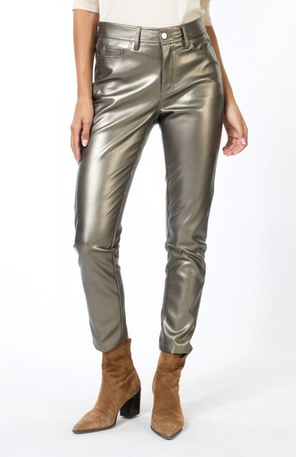 Metallic Straight Leg Pant, Gold 