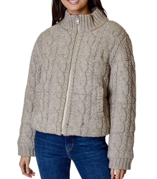 Aspen Sweater Jacket, Mushroom 