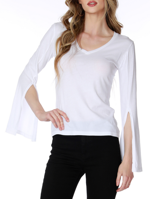 Wide Split Tee, White