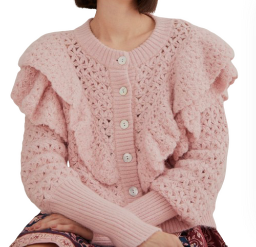 Pink Flower Knit Cardigan 