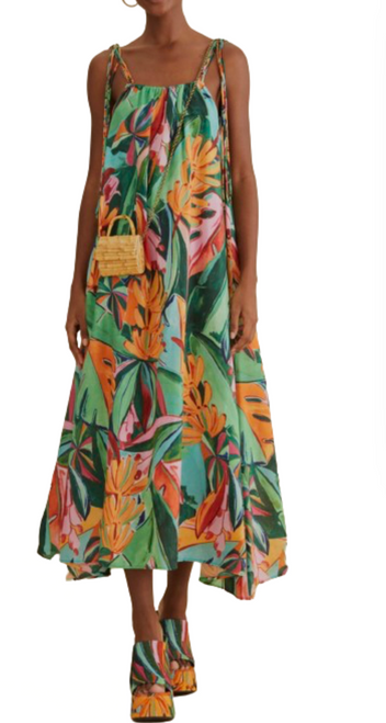 Sleeveless Midi Dress - Banana Foliage Multicolor - Monkee's of