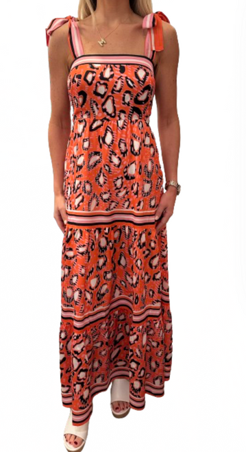 Abstract Border Maxi Dress