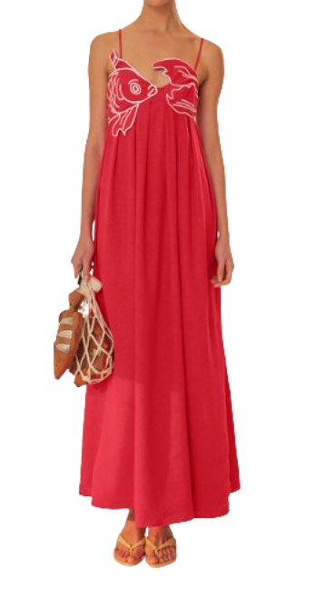 Fish Top Maxi Dress, Red 