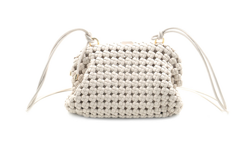 Braided Clutch Crossbody, White