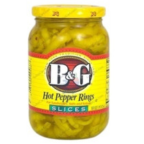 B G Hot Pepper Rings Slices, 16 Oz