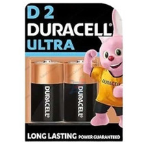 D2 Duracell Alkaline Battery 2 Count, 2 Pieces