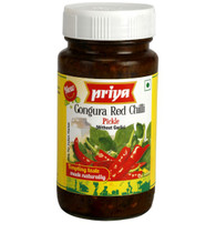 Priya Gongura Red Chilli Pickle, 300 Grams (Without Garlic)