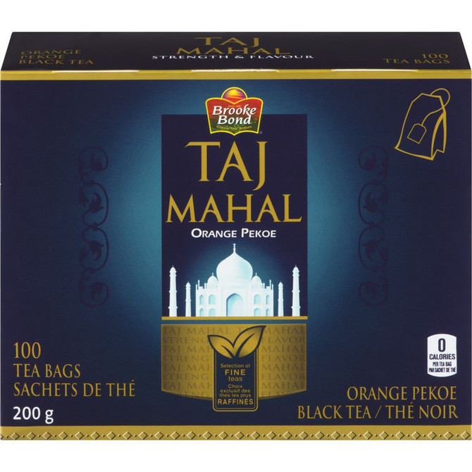 Brooke Bond Taj Mahal Orange Pekoe Black Tea Bags (100 Count), 200 Grams