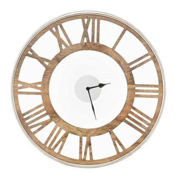 20-inch Classic Farmhouse Natural Wood Roman Numerals Wall Clock Q280-LTWSCRN695843157