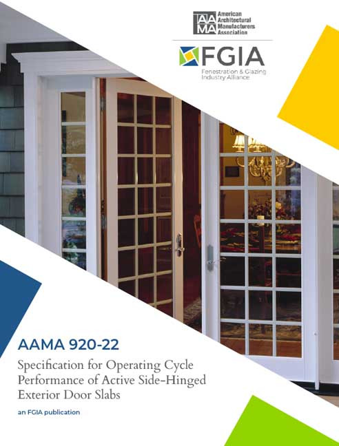 AAMA 920-22-Specification for Operating Cycle Performance of Active Side-Hinged Exterior Door Slabs