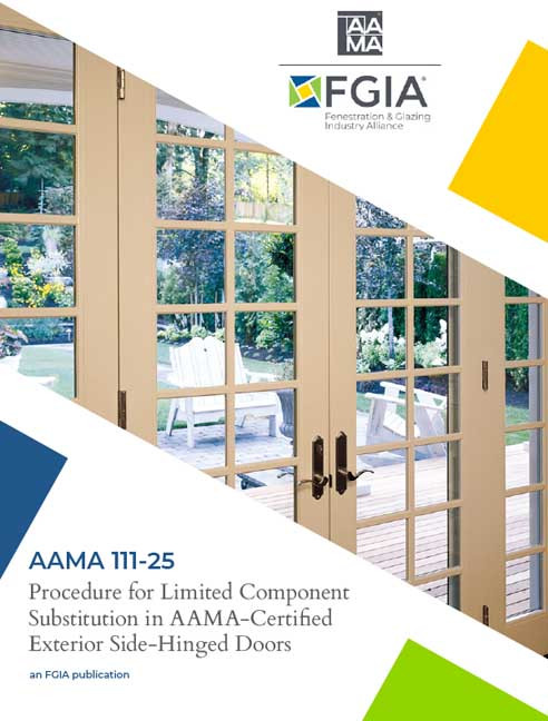 AAMA 111-25-Procedure for Limited Component Substitution in AAMA-Certified Exterior Side-Hinged Doors