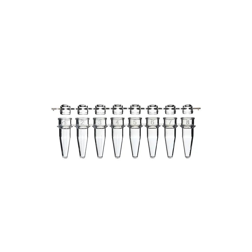 22-705) 8-well PCR Strip Tubes&Caps Clear, Polypropylene Box of