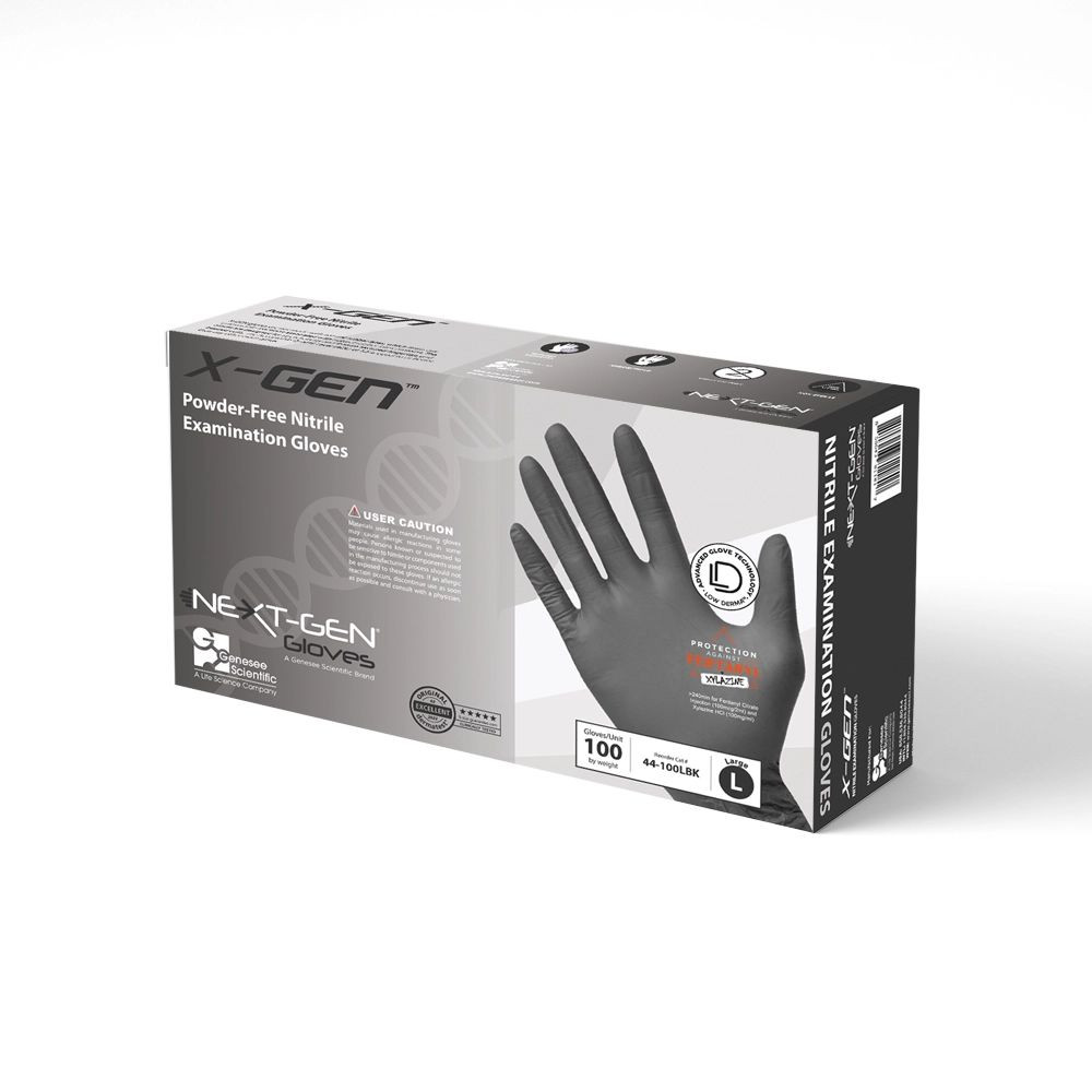 X-GEN Black Nitrile Gloves, Powder-Free - Genesee Scientific
