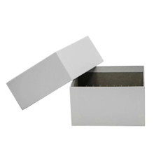 (21-122) Storage Box for 81 Vials 3Hx5Lx5W Chipboard, White 1 Box & Dividers/Unit