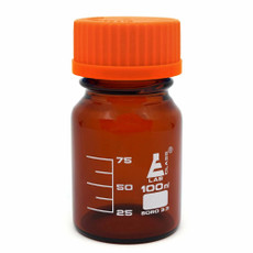 Eisco Screw Cap Media Bottles, Amber Glass